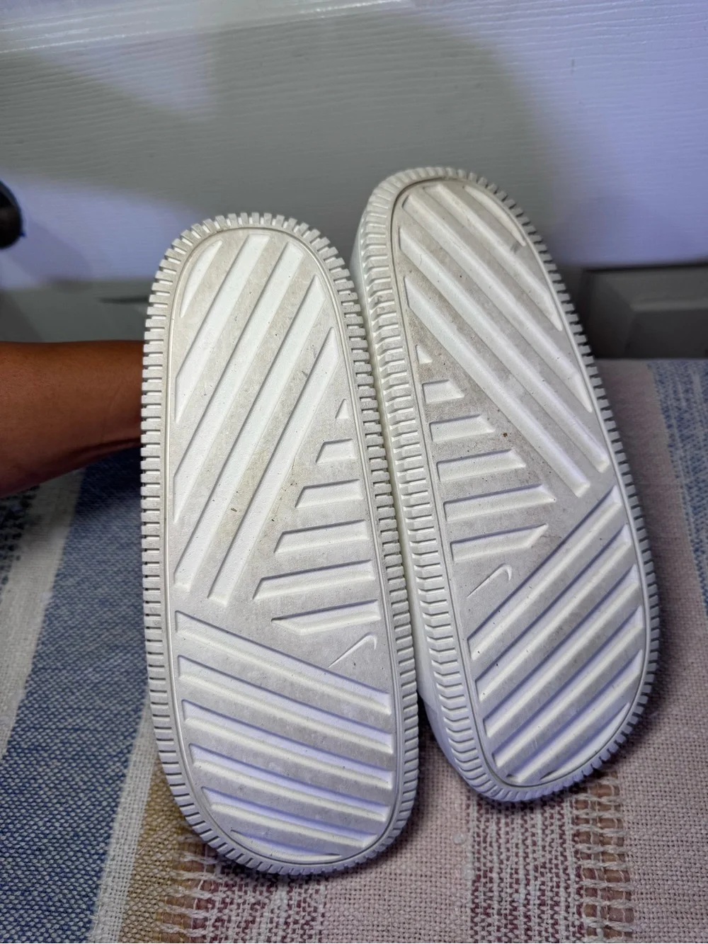 Nike Calm White Slide Sandals.
